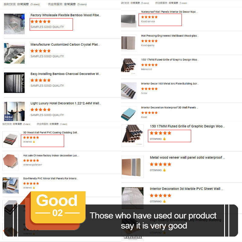 Hohe Dichte Minimalist Stil Bambus Holzfaser Veneer PET Marmor Wandplatte