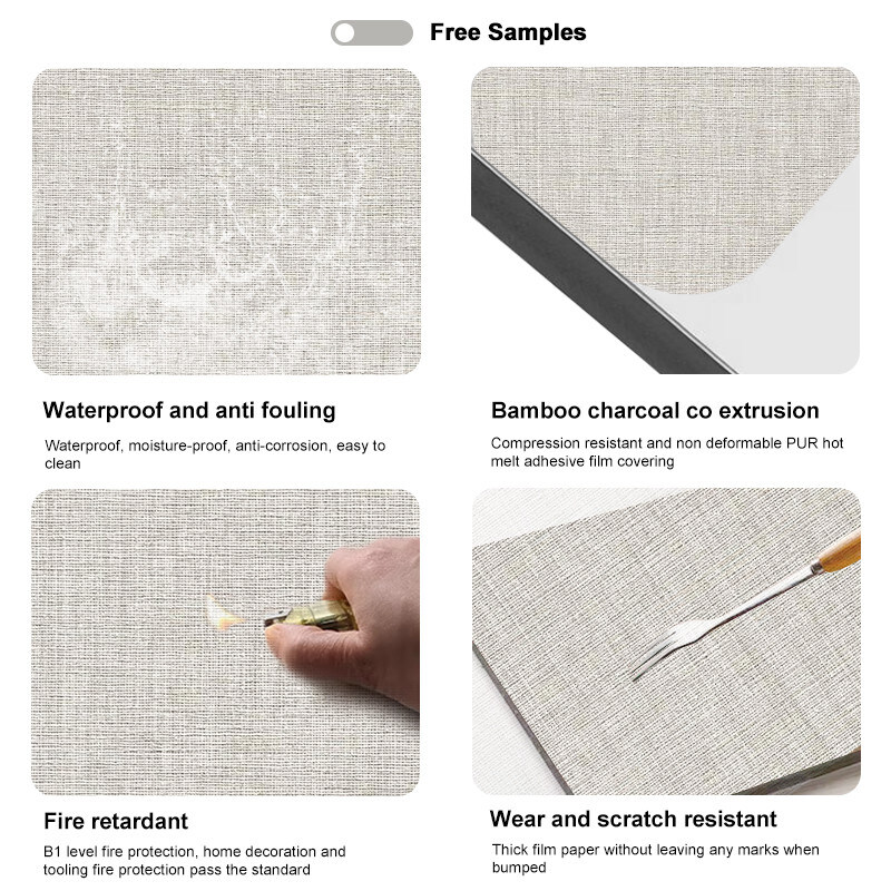 5 / 8mm Stoff Textured Dekorationsplatten Bambus Holzkohle Veneer Board