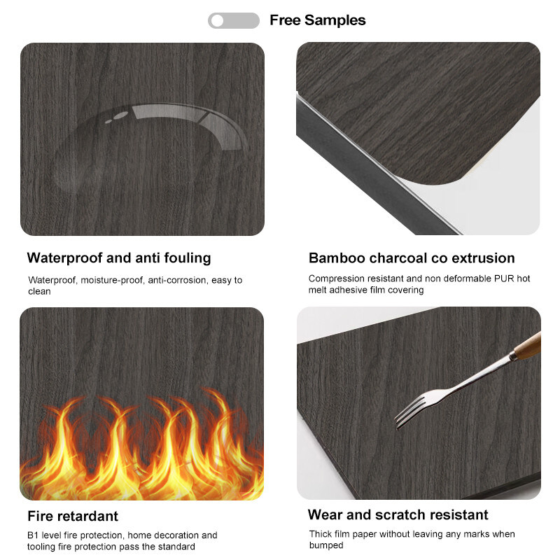 5 mm Holzkorn PVC Wandplatte Flexible Bambus Holzkohle Dekorationswandplatte
