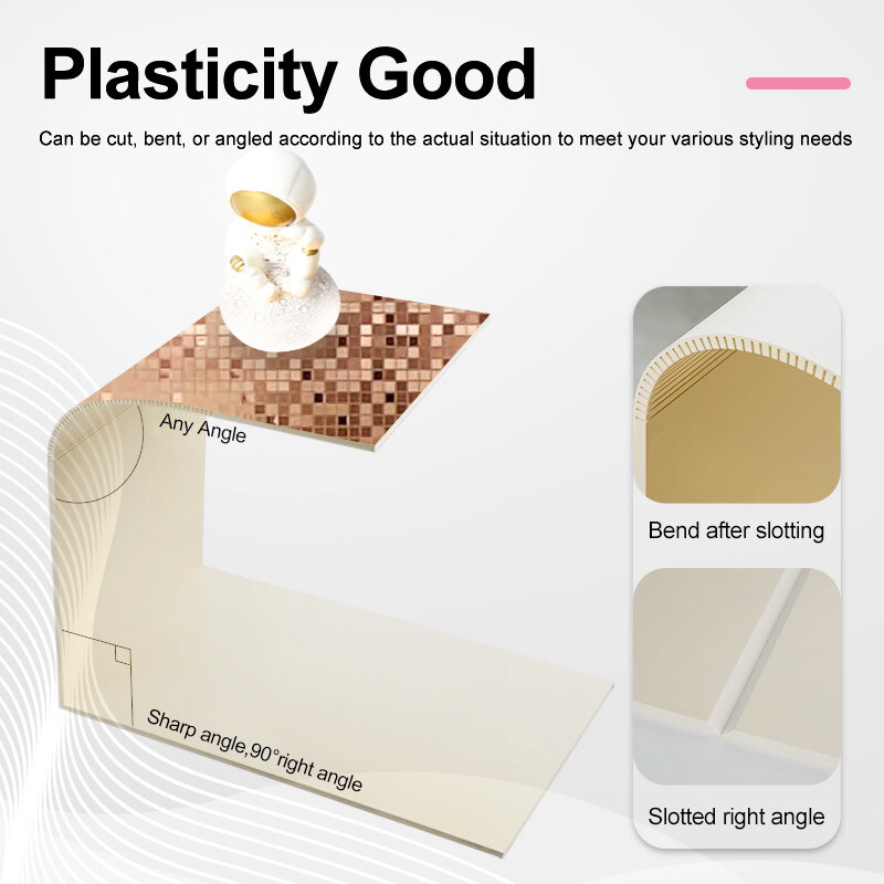 Wanddekorationen für Zuhause Bambus Holzkohle Board Feuchtigkeitsdichte PET Metall Mosaik Wandplatte