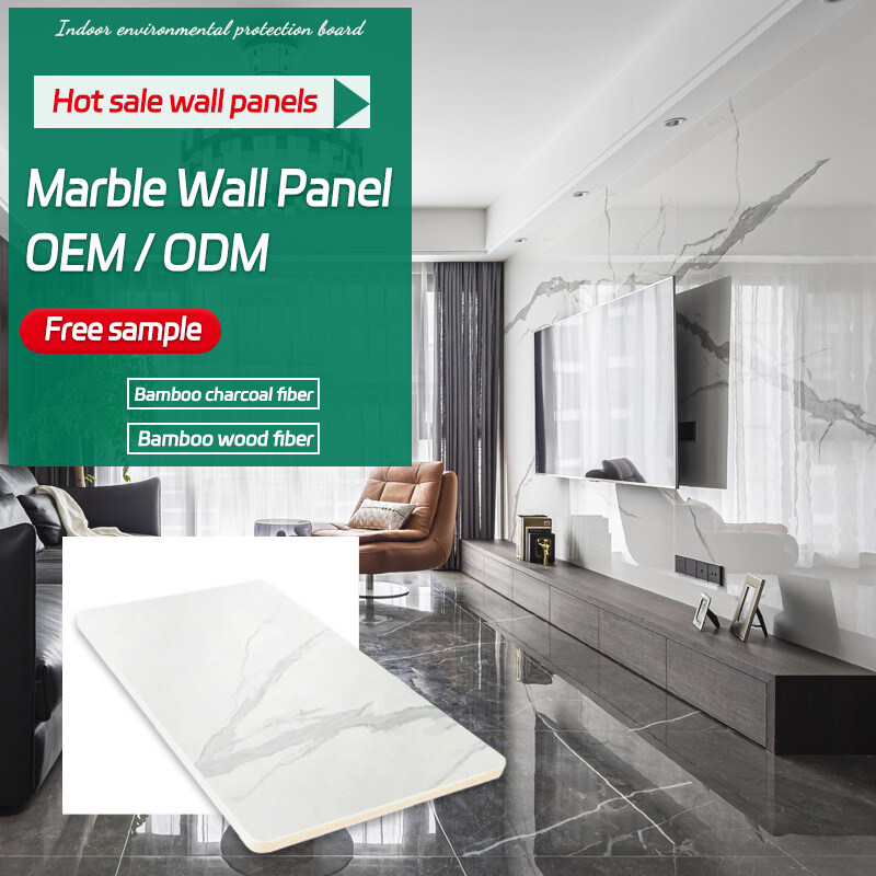 Inneneinrichtung Fernsehhintergrund-Wand-wasserdichte und feuchtigkeitsfeste Marmorfurnierholz-Wände