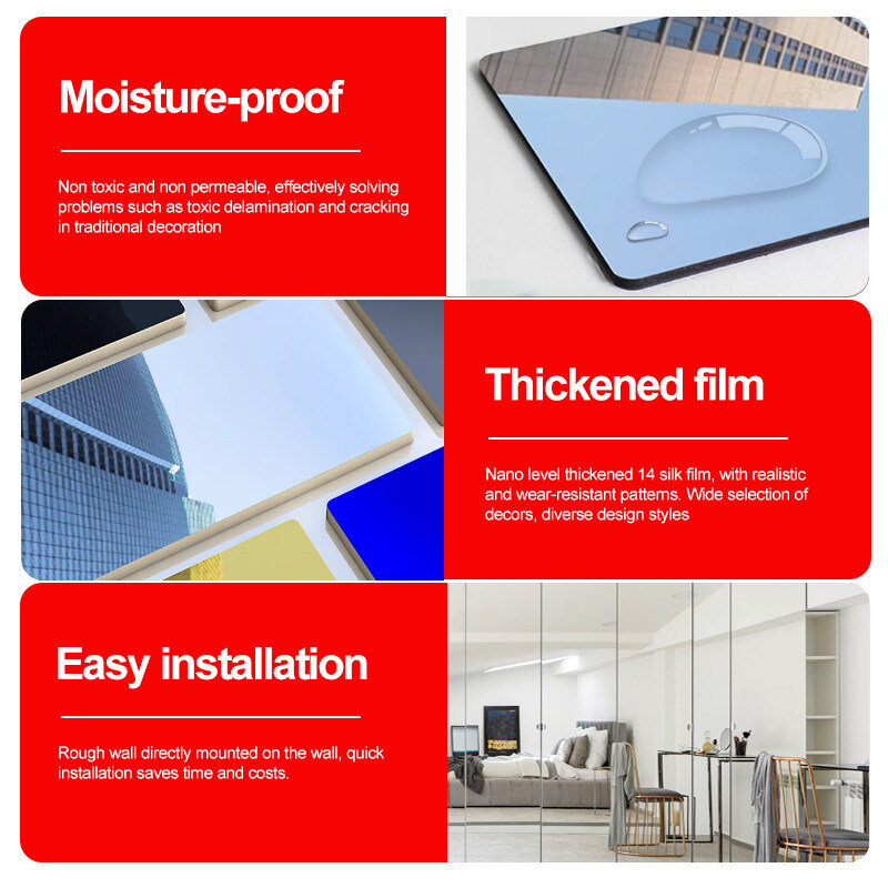 Innenarchitektur 5mm Spiegel Holz Wandverkleidung PVC Wandverkleidung