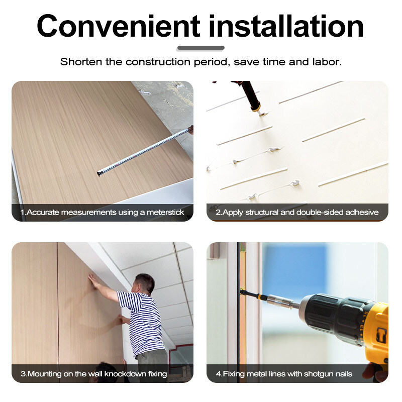 5mm / 8mm Innenarchitektur PVC Marmorblech Bambus Holzkohle Wandbrett