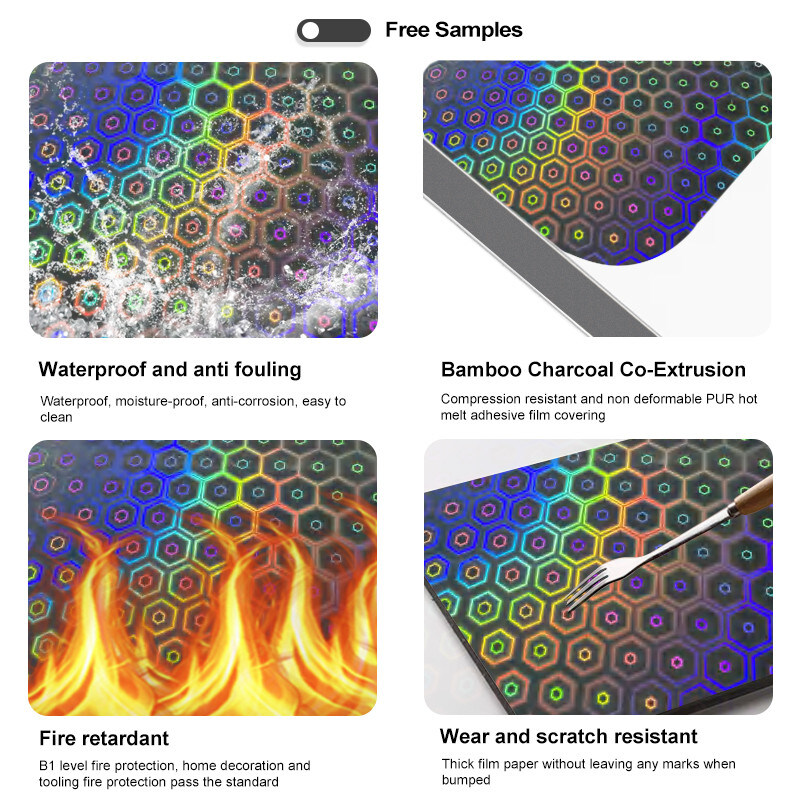 PVC-Board Laser&Mosaik-Serie Bambus Holzkohle Veneer Innenarchitektur Wandplatte
