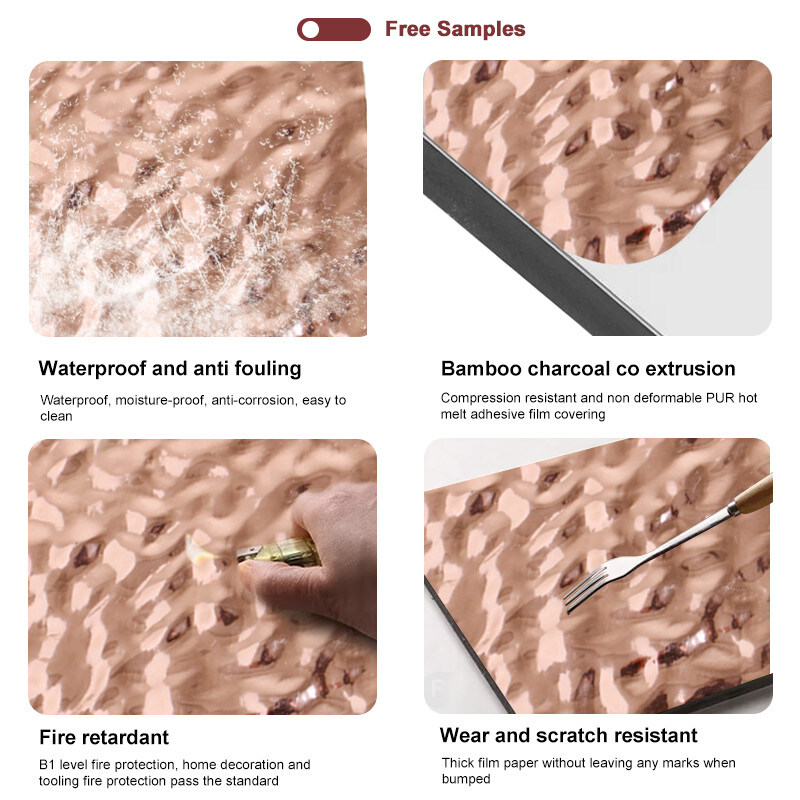 Wasserdichte Dekorationswandplatten Wasserwellenmuster Bambus Holzkohle Holzfurnierplatten