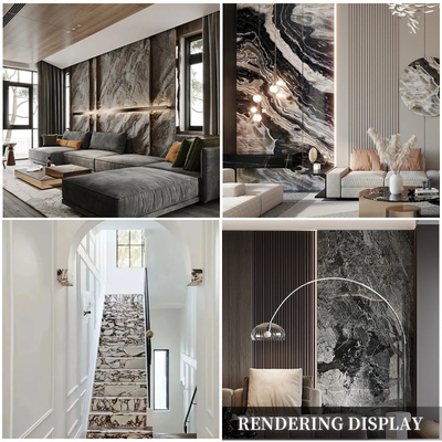 Quadrat-Bambusholzkohlen-Grey Marble PVC-Fassadenelemente Soem-ODM