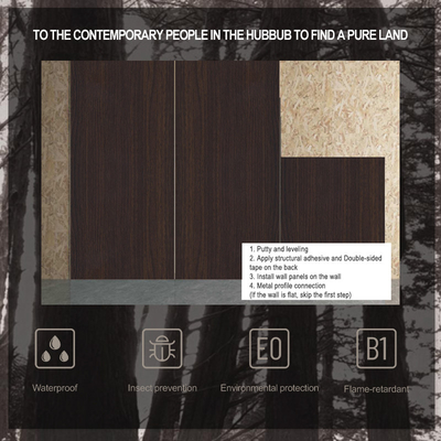 Baumwolle Holz Veneer Holz Getreide Holz Kohle Board Wasserdichte PVC Wandplatte