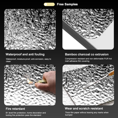 Moderne Leicht-Luxus-Stil 3D Holzkohle Board Wasser Ripple Bambus Holzkohle Veneer