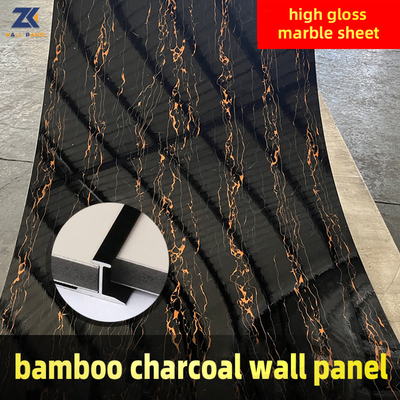 Fabrik-Großverkäufe 1.22*2.44 M HAUSTIER Hochglanz-Marmor-Bambusholzkohlen-Wand