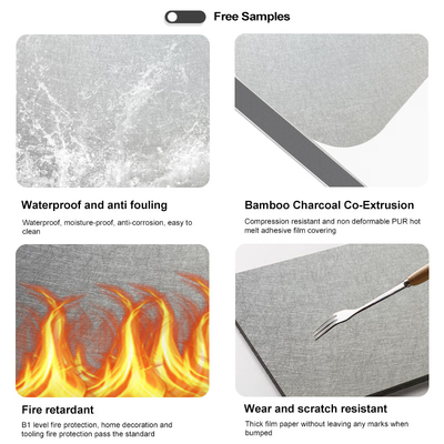 5 / 8mm Thickness Bamboo Charcoal Wood Veneer PVC Carbon Crystal Wallboard