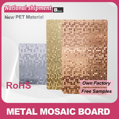 Wall Decorations For Home Bamboo Charcoal Board Moisture Proof PET Metal Mosaic Wall Panel