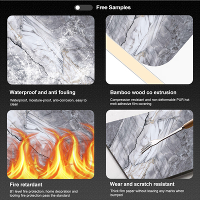 5MM Bamboo Charcoal Wood Veneer High Glossy 3D Customized Printing Marble Sheet
