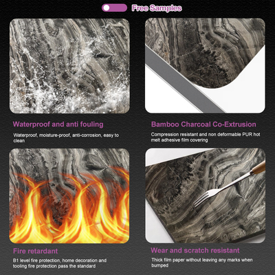 PUR Glue Bamboo Charcoal Wood Veneer 5 / 8mm PET Bamboo Charcoal Board