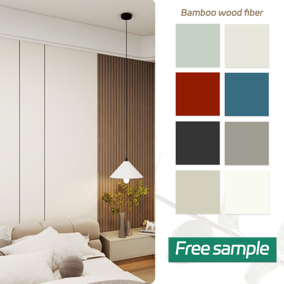 8 Mm Interior Decoration Bamboo Wood Fiber Wall Panel Fireproof Skin Feeling Wood Veneer