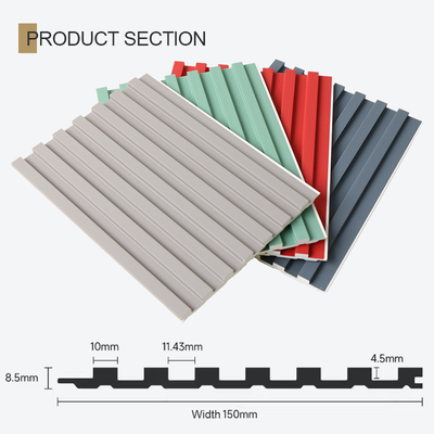 8.5mm Wood Plastic Grille WPC Fluted Wall Panel No Paint Waterproof