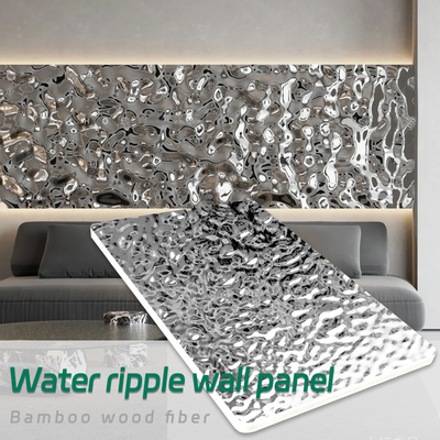 8mm Bamboo Wood Fibre Wood Panels Wall Decor Interior Paint-Free 3D Water Ripple Panels